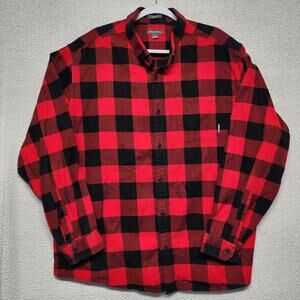 Eddie Bauer Mens Buffalo Check Flannel Shirt Size 2XL Red Relaxed Fit Outdoors